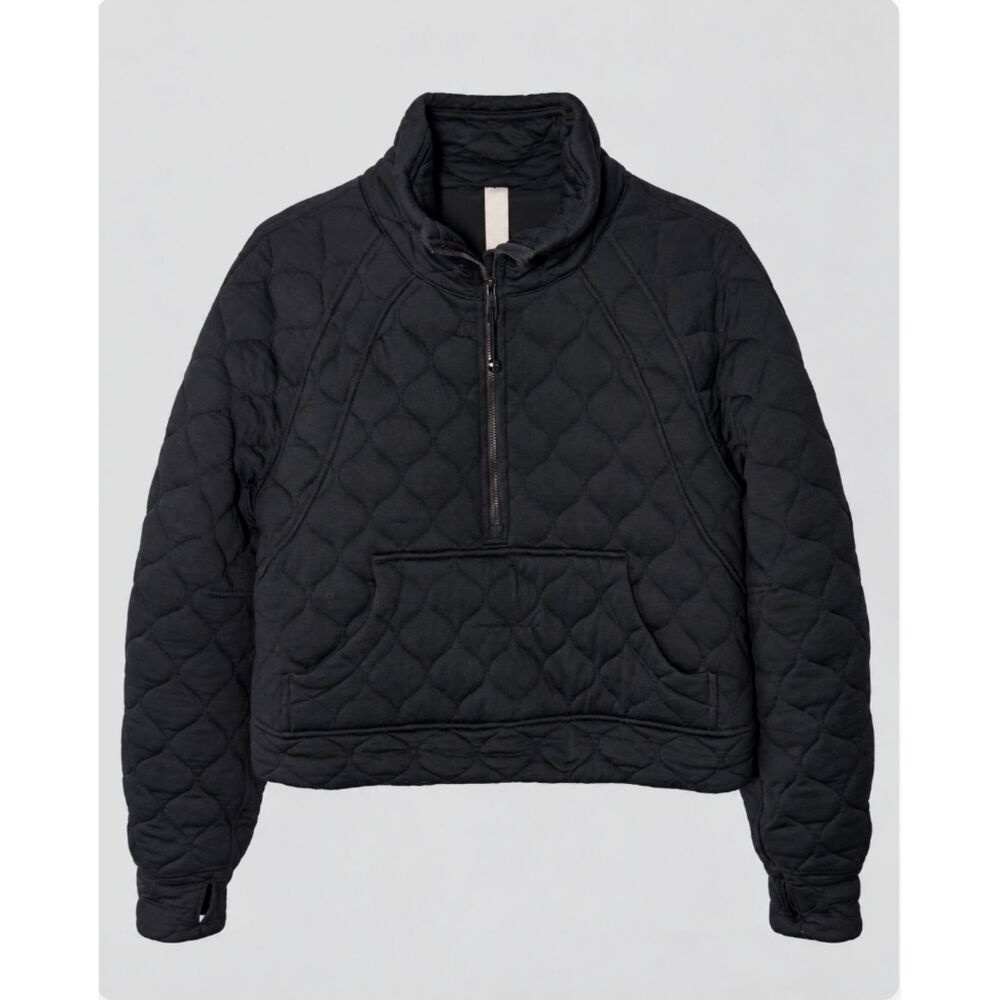 Lululemon Scuba Oversized Quilted Half Zip Black M/L Funnel Neck FLAWS